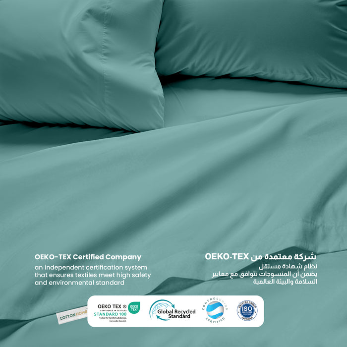 3 Piece Flat Sheet Set Supersoft Microfiber Teal Queen Size 200x220 with 2 Pillow Case