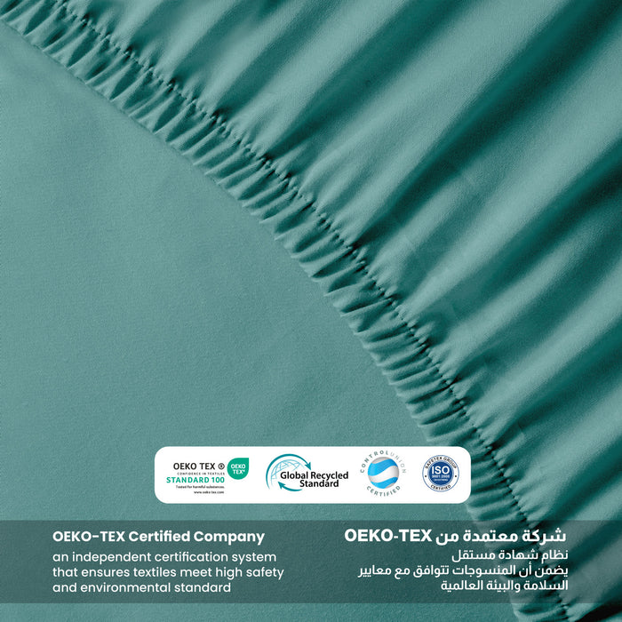 3 Piece Fitted Sheet Set Supersoft Microfiber Teal Twin Size 160x200+30cm with 2 Pillow Case