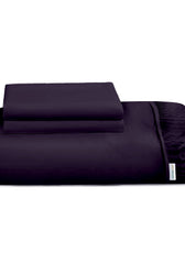 3 Piece Fitted Sheet Set Super Soft Dark Purple King Size 180x200+30cm with 2 Pillow Case - Cotton Home