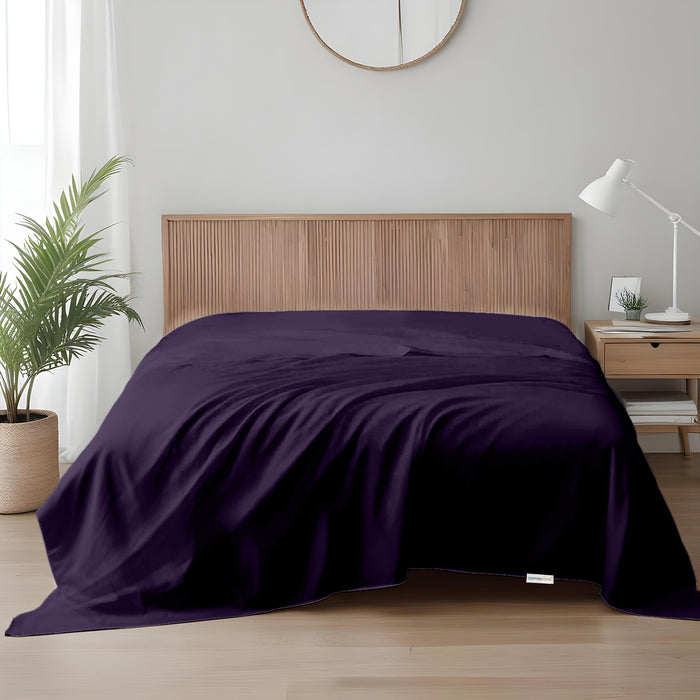 Flat Sheet Supersoft Microfiber Queen 200x220cm-Dk Purple