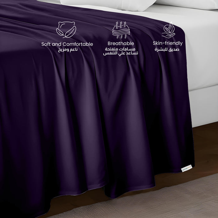 Flat Sheet Supersoft Microfiber Super King 240x260cm-Dk Purple