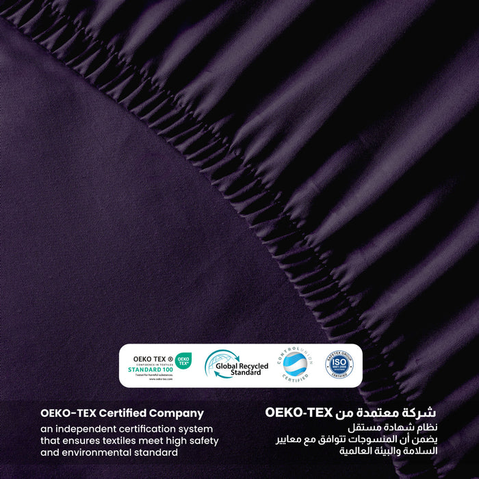 3 Piece Fitted Sheet Set Supersoft Microfiber Violet Single Size 90x200+20cm with 2 Pillow Case