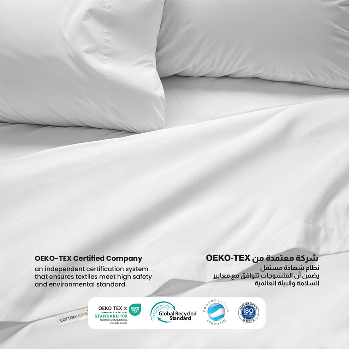 3 Piece Flat Sheet Set Supersoft Microfiber White Queen Size 200x220 with 2 Pillow Case