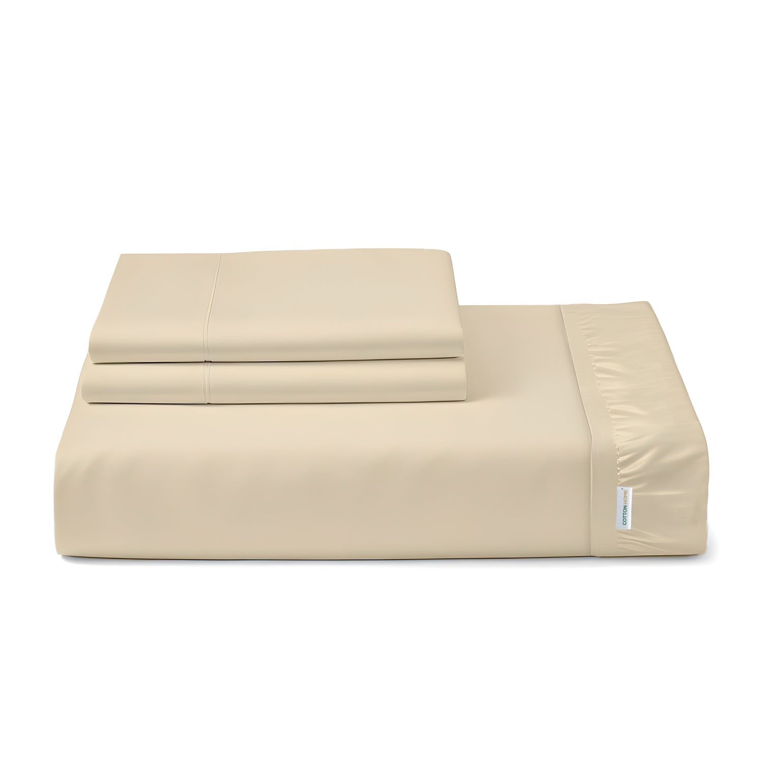 Egyptian Cotton Queen Size Beige Fitted Sheet 180X200+30CM with Pillow Case - Cotton Home