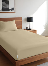 Egyptian Cotton Single Size Beige Fitted Sheet 90X200+20CM with Pillow Case - Cotton Home