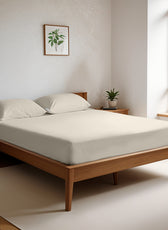 Egyptian Cotton Twin Size Ivory Fitted Sheet 160X200+30CM with Pillow Case - Cotton Home