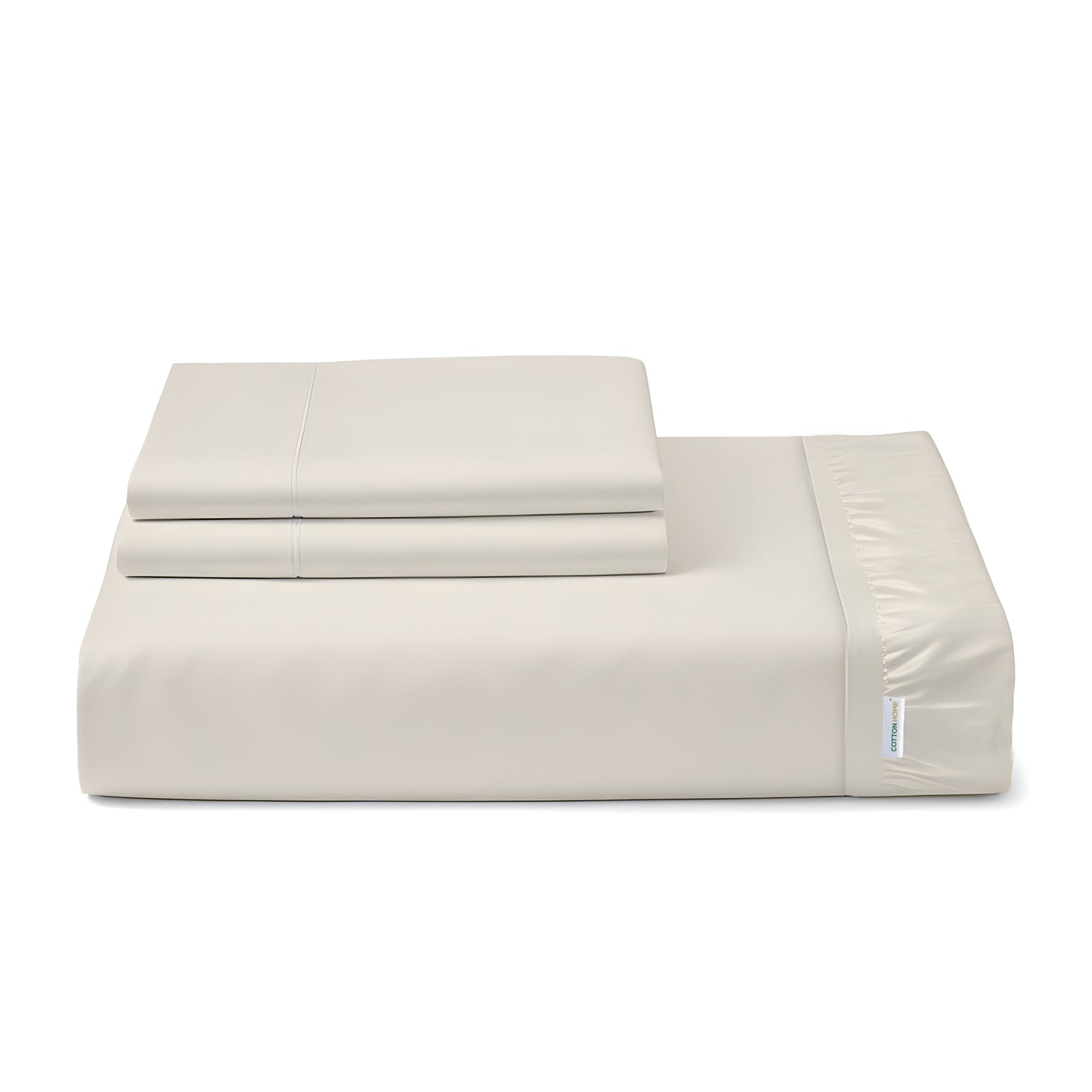 Egyptian Cotton Twin Size Ivory Fitted Sheet 160X200+30CM with Pillow Case - Cotton Home
