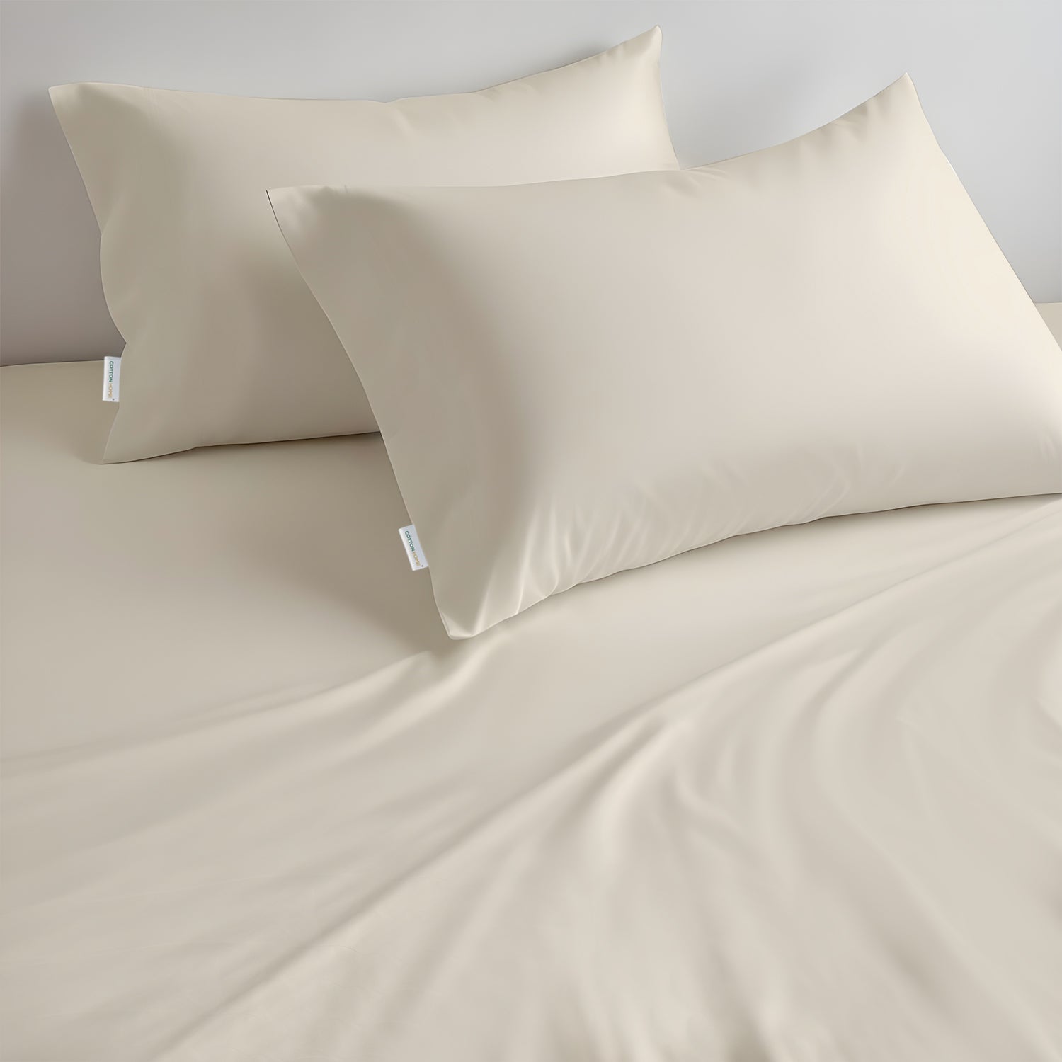 Egyptian Cotton Queen Size Ivory Fitted Sheet 180X200+30CM with Pillow Case - Cotton Home