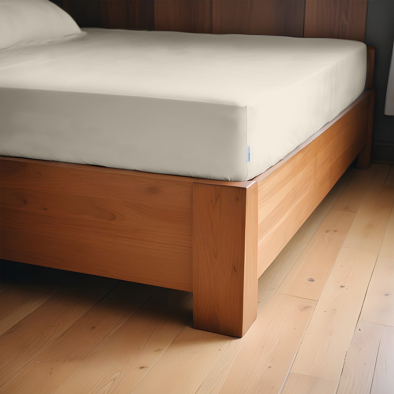 Egyptian Cotton King Size Ivory Fitted Sheet 200X200+30CM with Pillow Case - Cotton Home