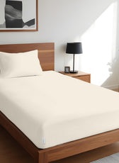 Egyptian Cotton Twin Size Ivory Fitted Sheet 160X200+30CM with Pillow Case - Cotton Home