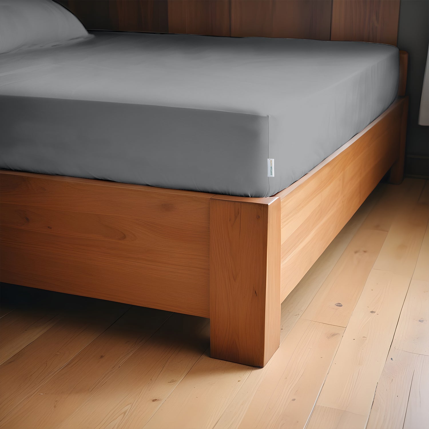 Egyptian Cotton King Size Silver Fitted Sheet 200X200+30CM with Pillow Case - Cotton Home