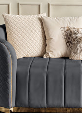 Fiona 3 Seater Velvet  Sofa -Grey - L247cm x W94cm x H81cm - Cotton Home