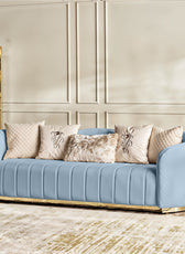 Fiona 3 Seater Velvet  Sofa - Metallic Blue - L247cm x W94cm x H81cm - Cotton Home