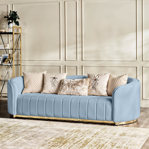 Fiona 3 Seater Velvet  Sofa - Metallic Blue - L247cm x W94cm x H81cm - Cotton Home