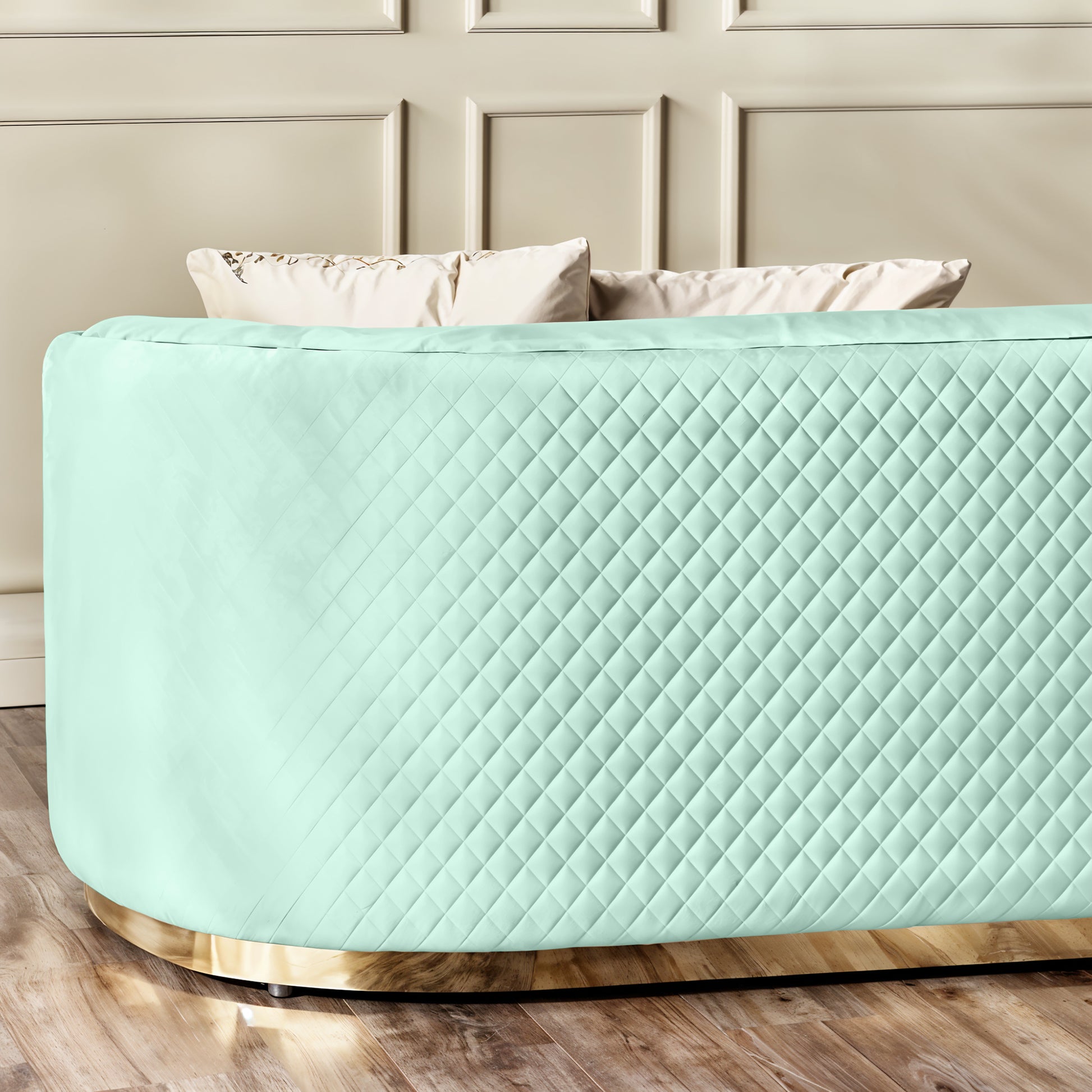 Fiona 3 Seater Velvet  Sofa - Mint Green - L247cm x W94cm x H81cm - Cotton Home