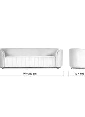 Fiona 3 Seater Velvet  Sofa - Sky Blue - L247cm x W94cm x H81cm - Cotton Home