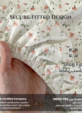 Premium Cotton Super King Size Printed Fitted Sheet 200X200+30CM With 2 Pillow Case -Botanical