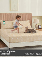 Premium Cotton Super King Size Printed Fitted Sheet 200X200+30CM With 2 Pillow Case -Floral Whisper
