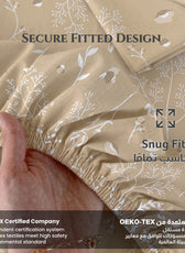 Premium Cotton Super King Size Printed Fitted Sheet 200X200+30CM With 2 Pillow Case -Floral Whisper