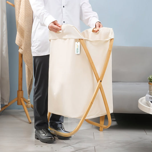 Laundry Basket with Bamboo Handles