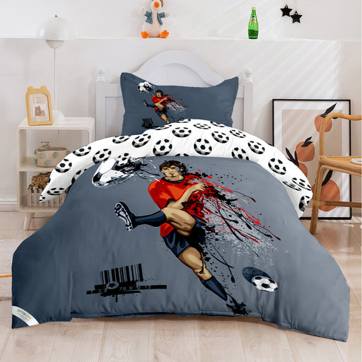Kids Duvet Cover Set 3 Pcs - Football Print | 135x220cm | Microfiber | Cotton Home - Cotton Home