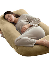 Serenity Velvet Pregnancy Pillow G-Shape Full Body Pillow  With Removable Cover Beige - Cotton Home