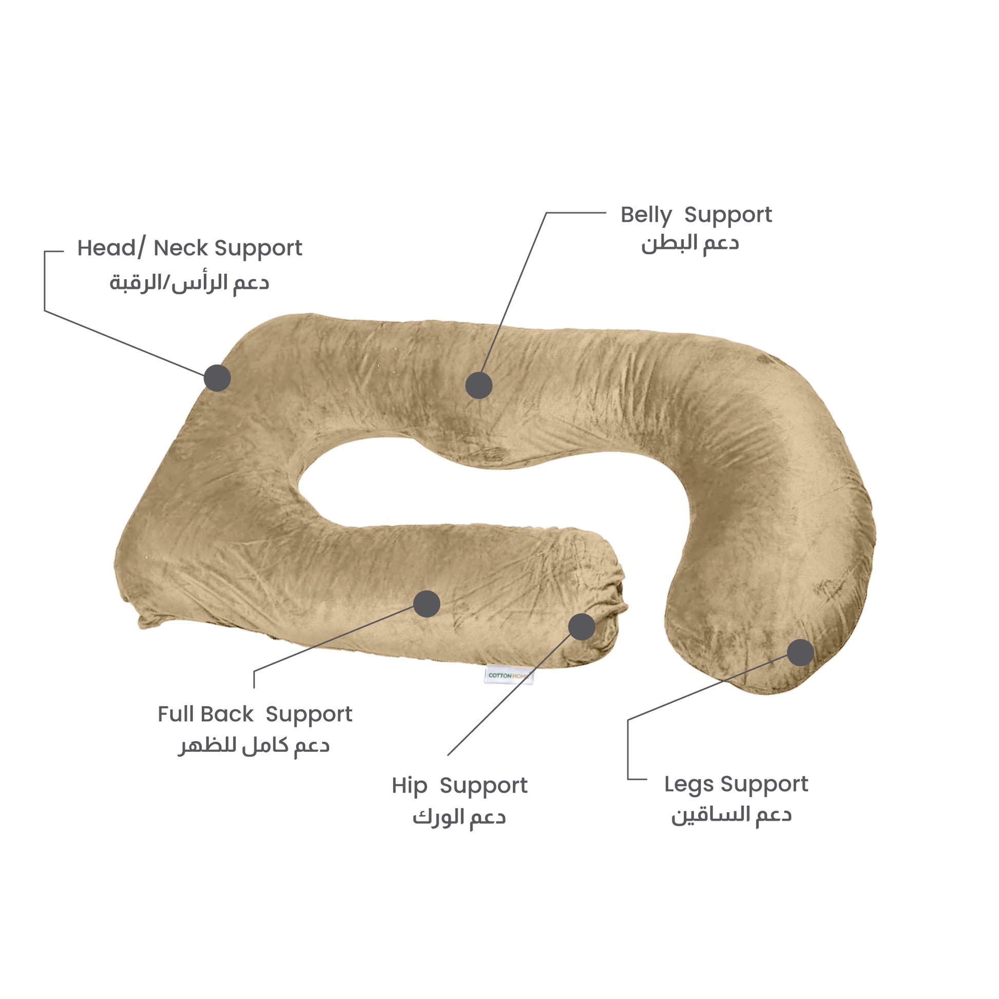 Serenity Velvet Pregnancy Pillow G-Shape Full Body Pillow  With Removable Cover - Cotton Home