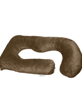 Serenity Velvet Pregnancy Pillow G-Shape Full Body Pillow With Removable Cover Brown