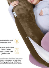 Serenity Velvet Pregnancy Pillow G-Shape Full Body Pillow With Removable Cover Brown