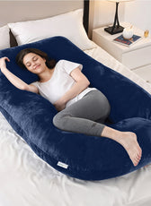 Serenity Velvet Pregnancy Pillow G-Shape Full Body Pillow  With Removable Cover - Cotton Home