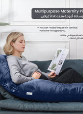 Serenity Velvet Pregnancy Pillow G-Shape Full Body Pillow  With Removable Cover Navy Blue - Cotton Home
