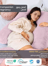 Serenity Velvet Pregnancy Pillow G-Shape Full Body Pillow  With Removable Cover Pink - Cotton Home
