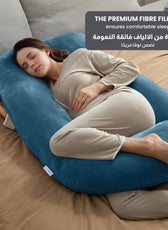 Serenity Velvet Pregnancy Pillow G-Shape Full Body Pillow  With Removable Cover Teal - Cotton Home