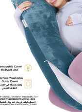 Serenity Velvet Pregnancy Pillow G-Shape Full Body Pillow  With Removable Cover Teal - Cotton Home