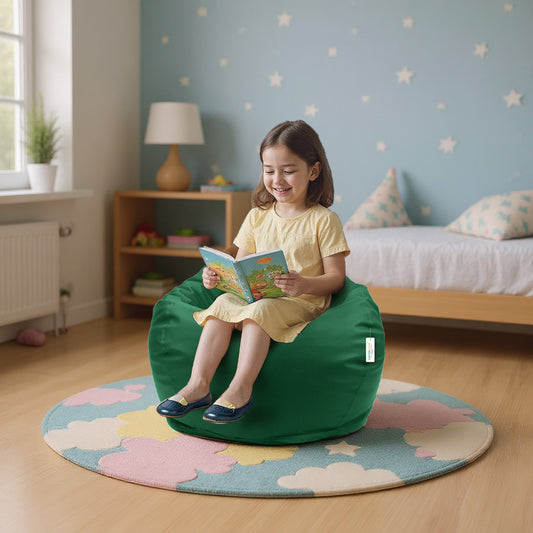 Kids Bean Bag Chair Premium PU Leather 50x80x80cm - Emerald Green
