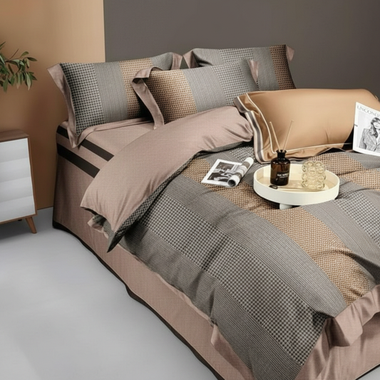 6 Pieces Duvet Cover Set –  220x240cm – Elegant goldenBedding