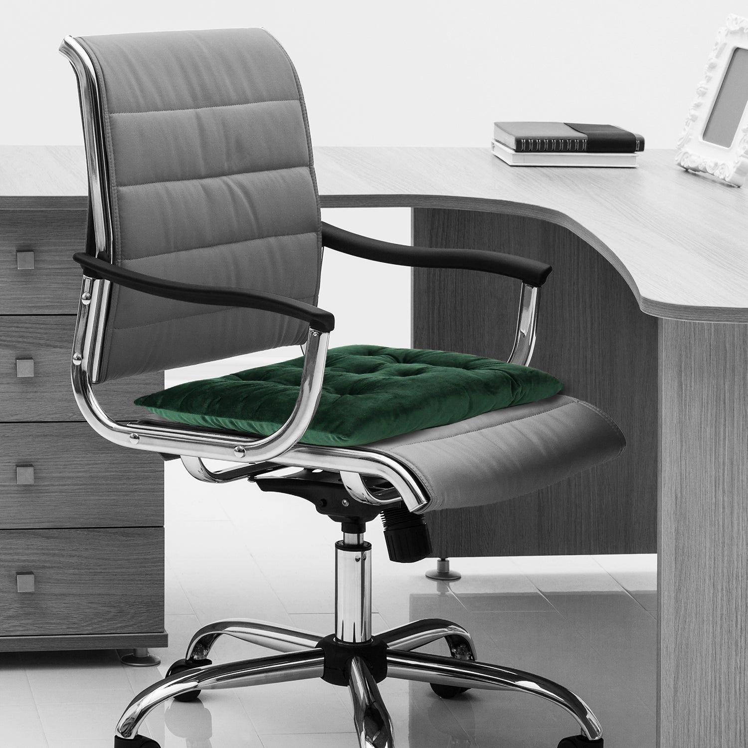 Velvet Slip Free Tufted  Chair Cushion Green 40x40cm - Pack of 4 - Cotton Home