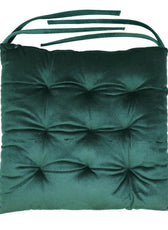 Velvet Slip Free Tufted  Chair Cushion Green 40x40cm - Pack of 2 - Cotton Home