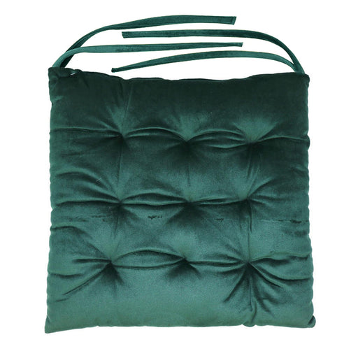 Velvet Slip Free Tufted  Chair Cushion Green 40x40cm - Pack of 2 - Cotton Home