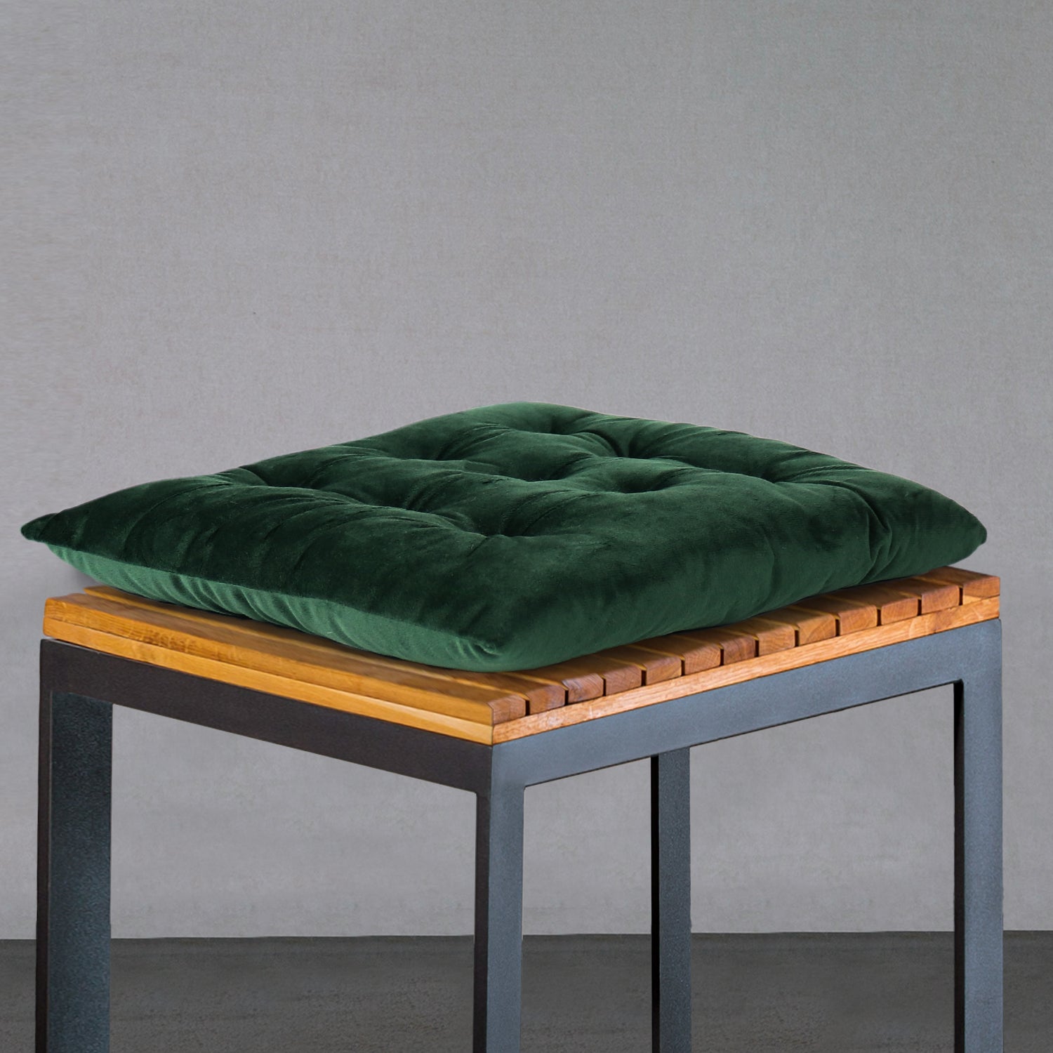 Velvet Slip Free Tufted  Chair Cushion Green 40x40cm - Pack of 2 - Cotton Home