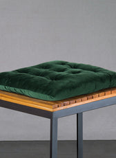 Velvet Slip Free Tufted  Chair Cushion Green 40x40cm - Cotton Home