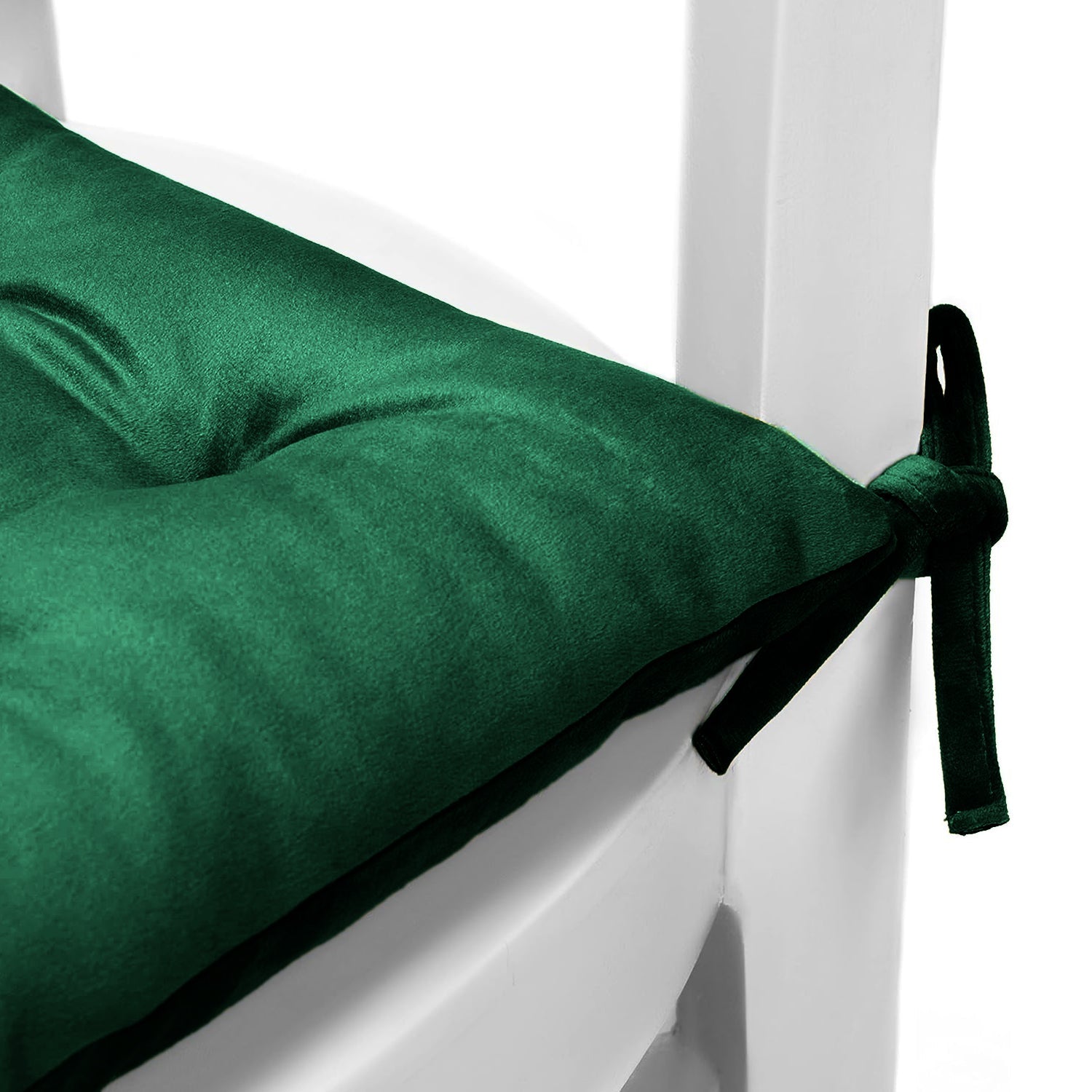Velvet Slip Free Tufted  Chair Cushion Green 40x40cm - Pack of 2 - Cotton Home