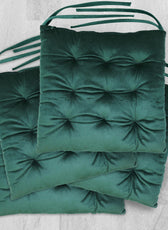 Velvet Slip Free Tufted  Chair Cushion Green 40x40cm - Pack of 4 - Cotton Home