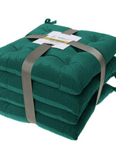 Velvet Slip Free Tufted  Chair Cushion Green 40x40cm - Pack of 4 - Cotton Home