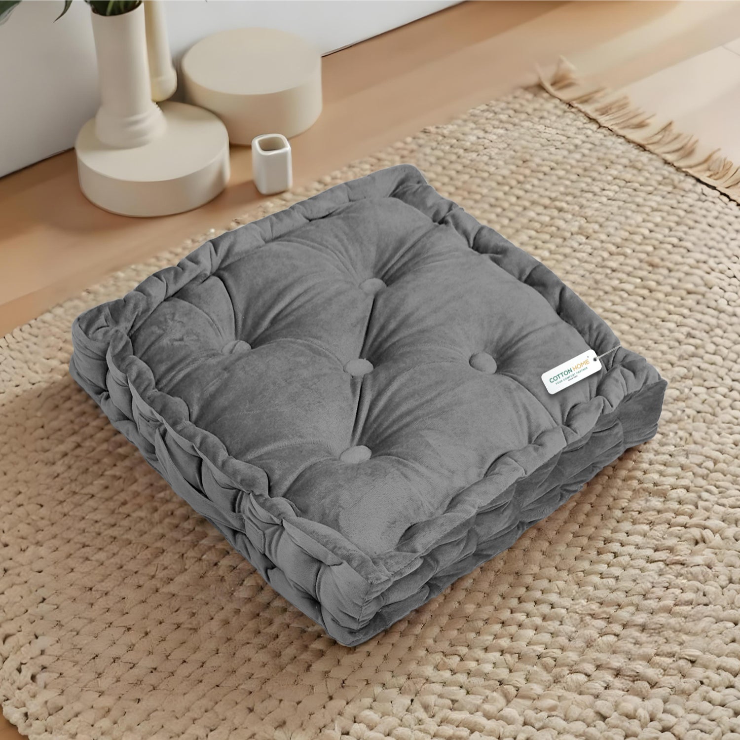 Serenity Velvet Multipurpose Seat Cushion 40x40cm  Pack of 2  Square Shape Seating - Cotton Home