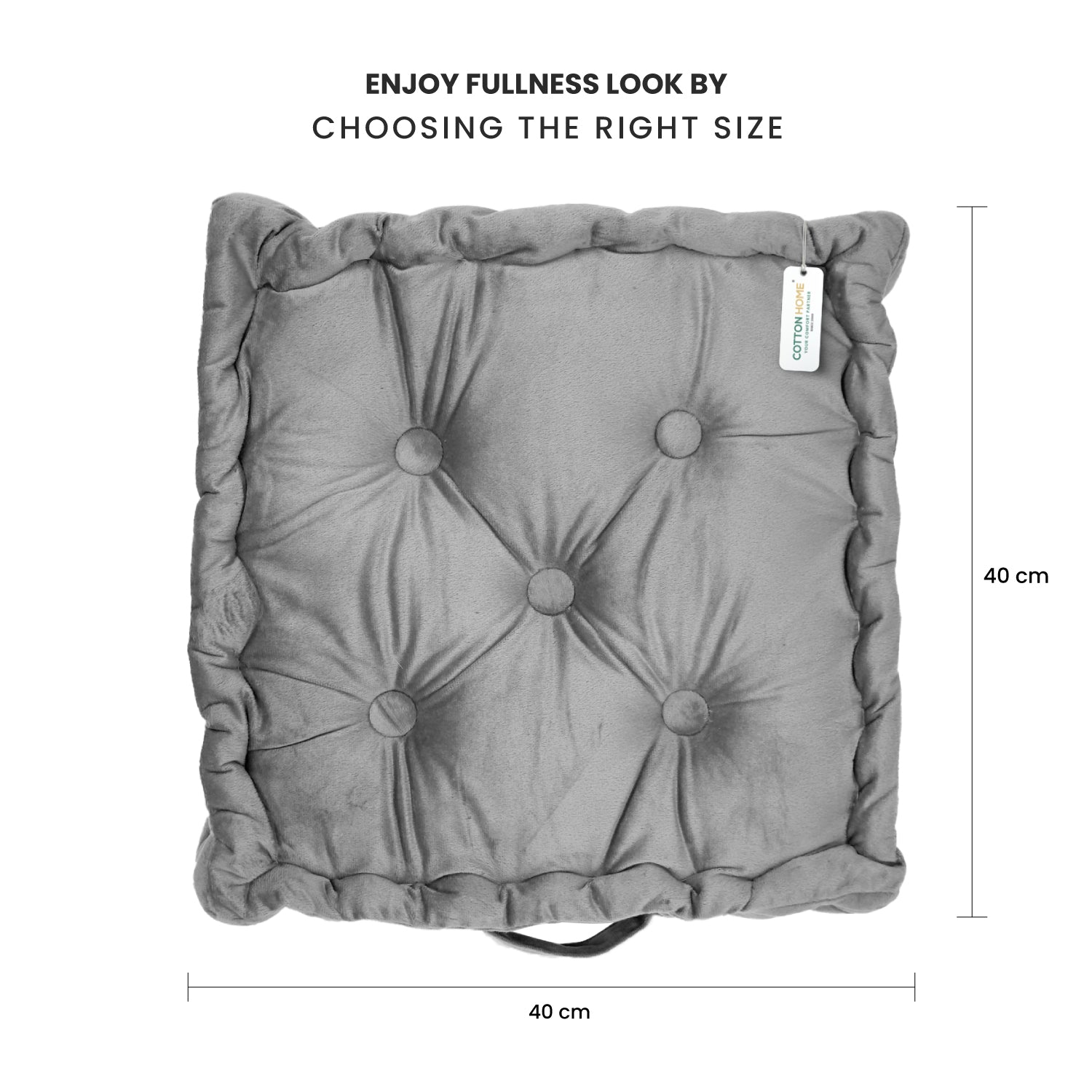 Serenity Velvet Multipurpose Seat Cushion 40x40cm Square Shape Seating - Cotton Home