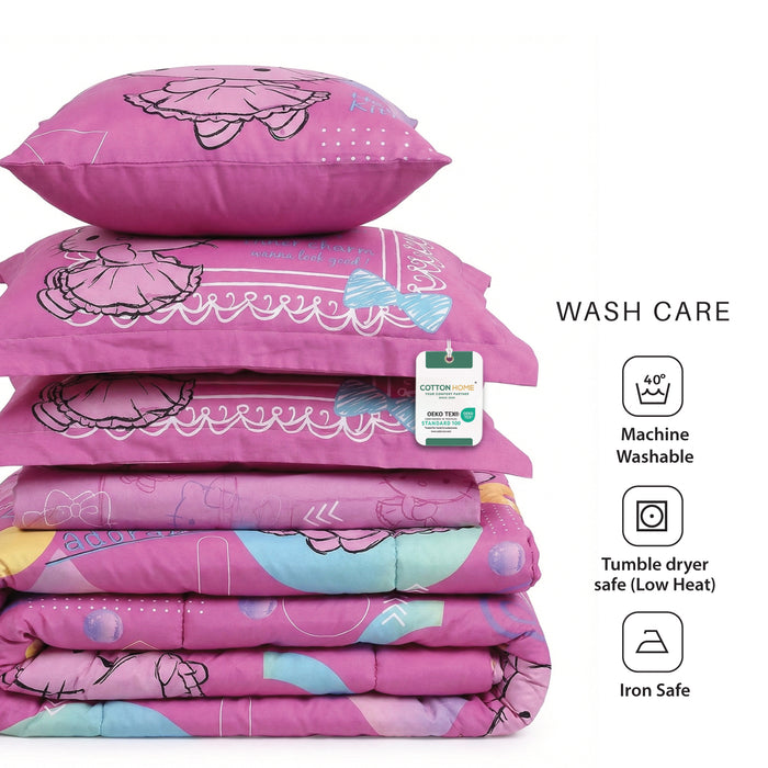 Hello Kitty Official Kids Bedding Set – 5 Piece Comforter Set Cozy & Colorful Cartoon Character with Matching Pillowcases & Bedsheet