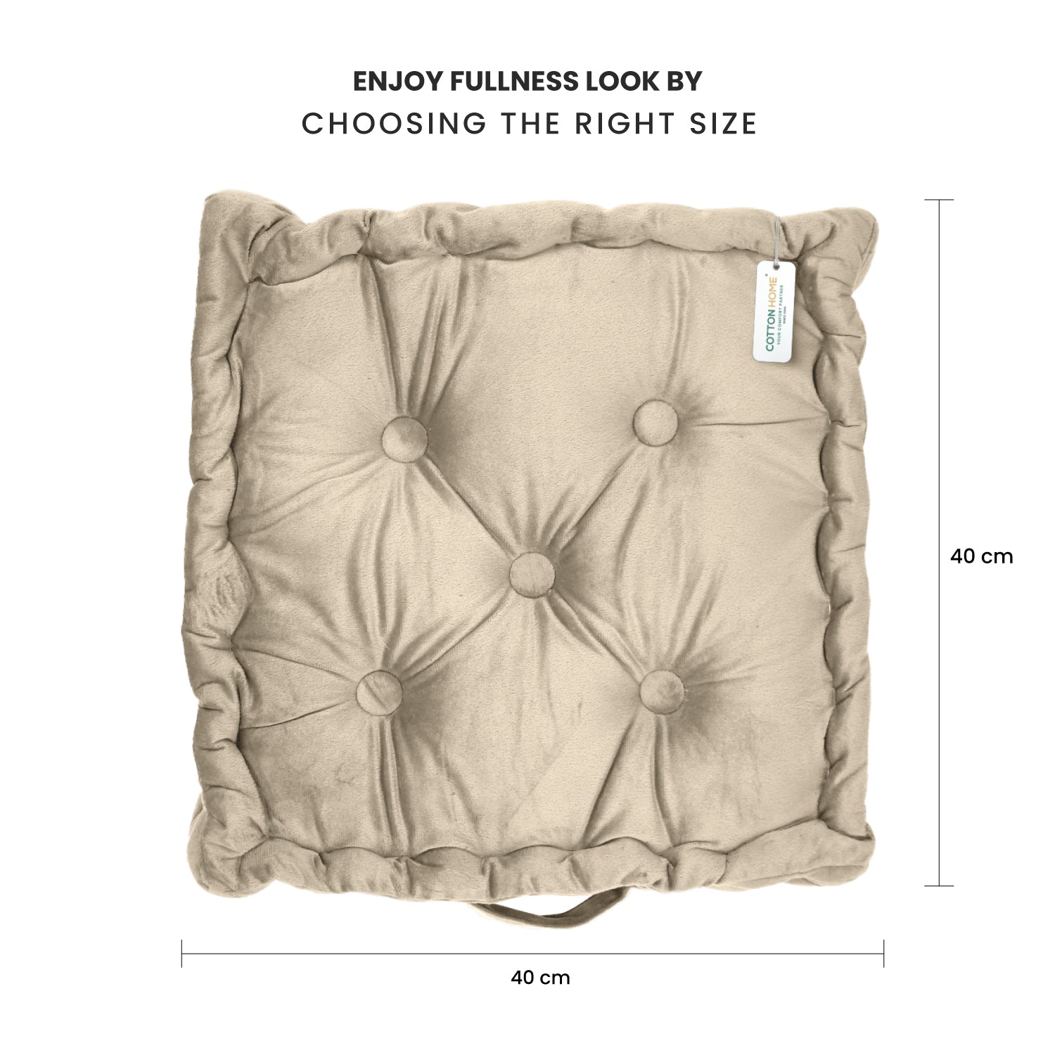 Serenity Velvet Multipurpose Seat Cushion 40x40cm Square Shape Seating - Cotton Home