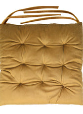Velvet Slip Free Tufted  Chair Cushion Khaki 40x40cm - Pack of 4 - Cotton Home