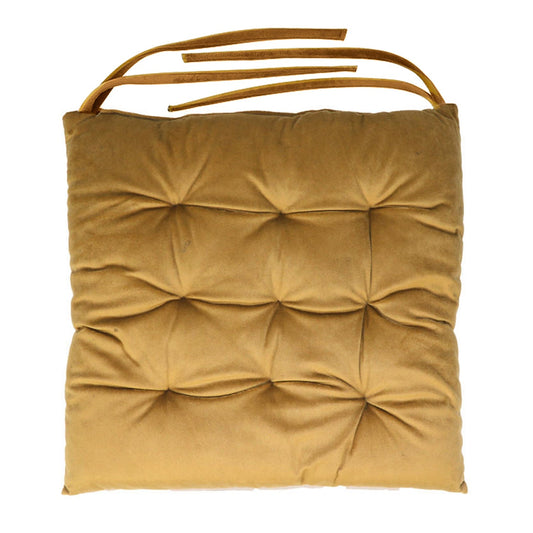 Velvet Slip Free Tufted  Chair Cushion Khaki 40x40cm - Pack of 4 - Cotton Home